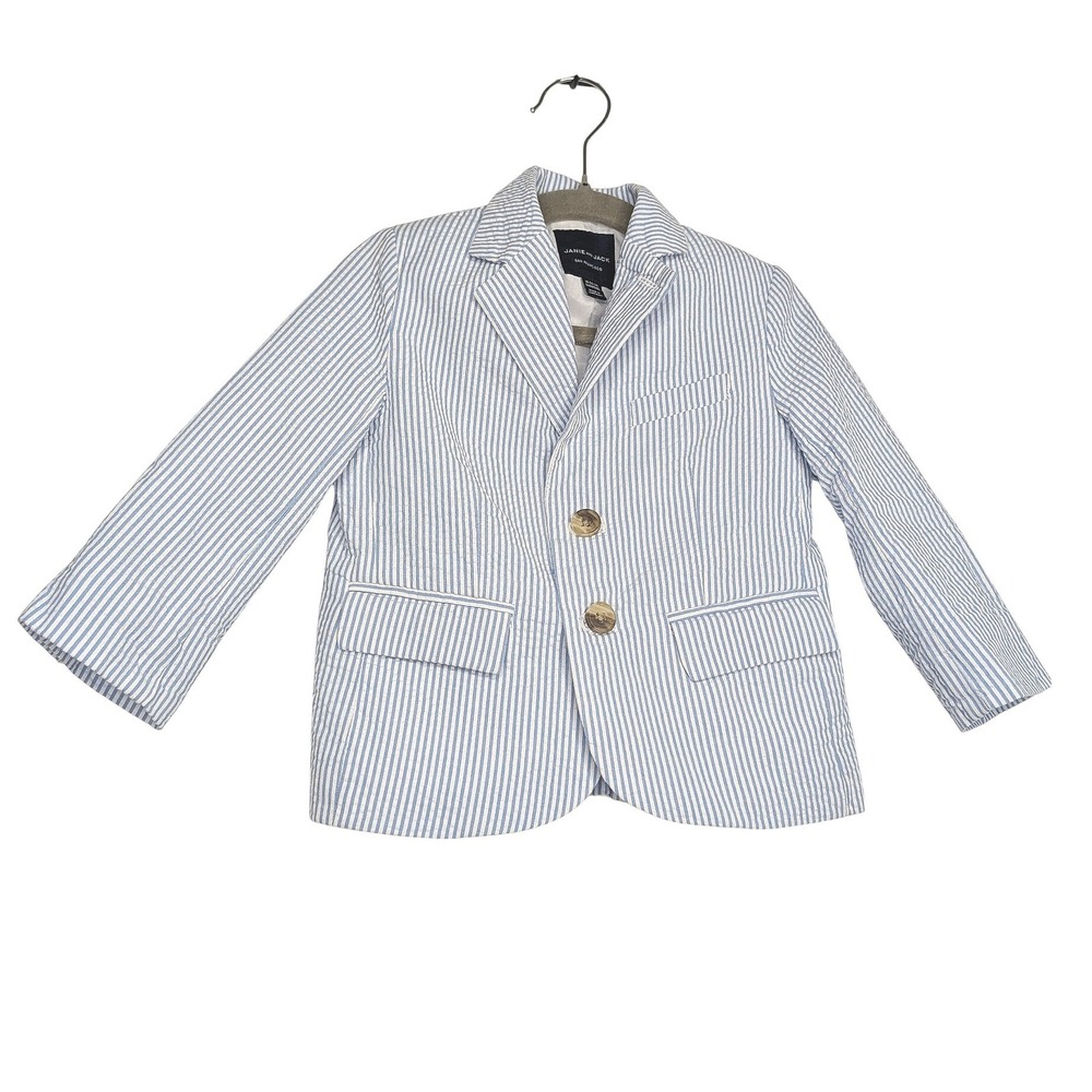 Janie and Jack Seersucker Blazer Toddler 18-24 Months Blue White Stripe Jacket